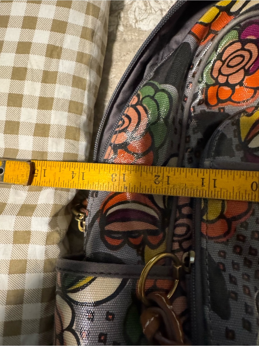 Fossil Multicolor Floral Canvas Backpack with Brown Trim - Picture 12 of 12